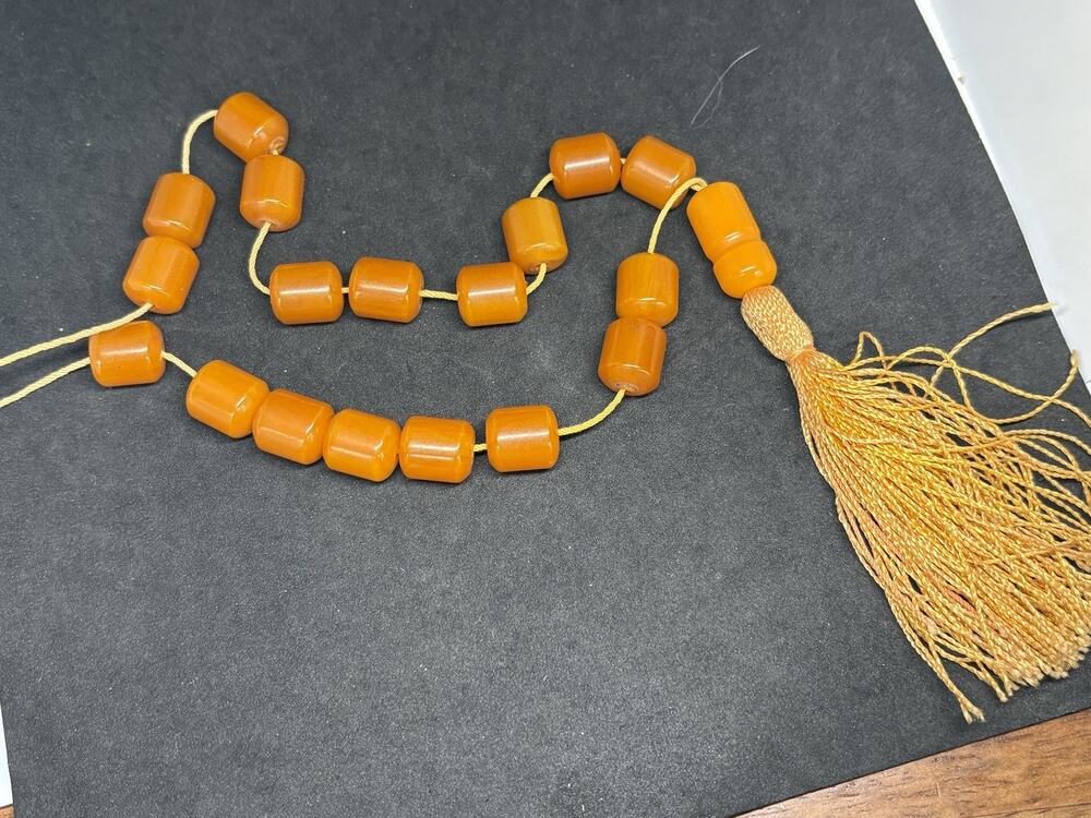 34.6 Grams Tested Vintage Egg Yolk? Faturan Amber Bakelite Rosary Prayer Beads